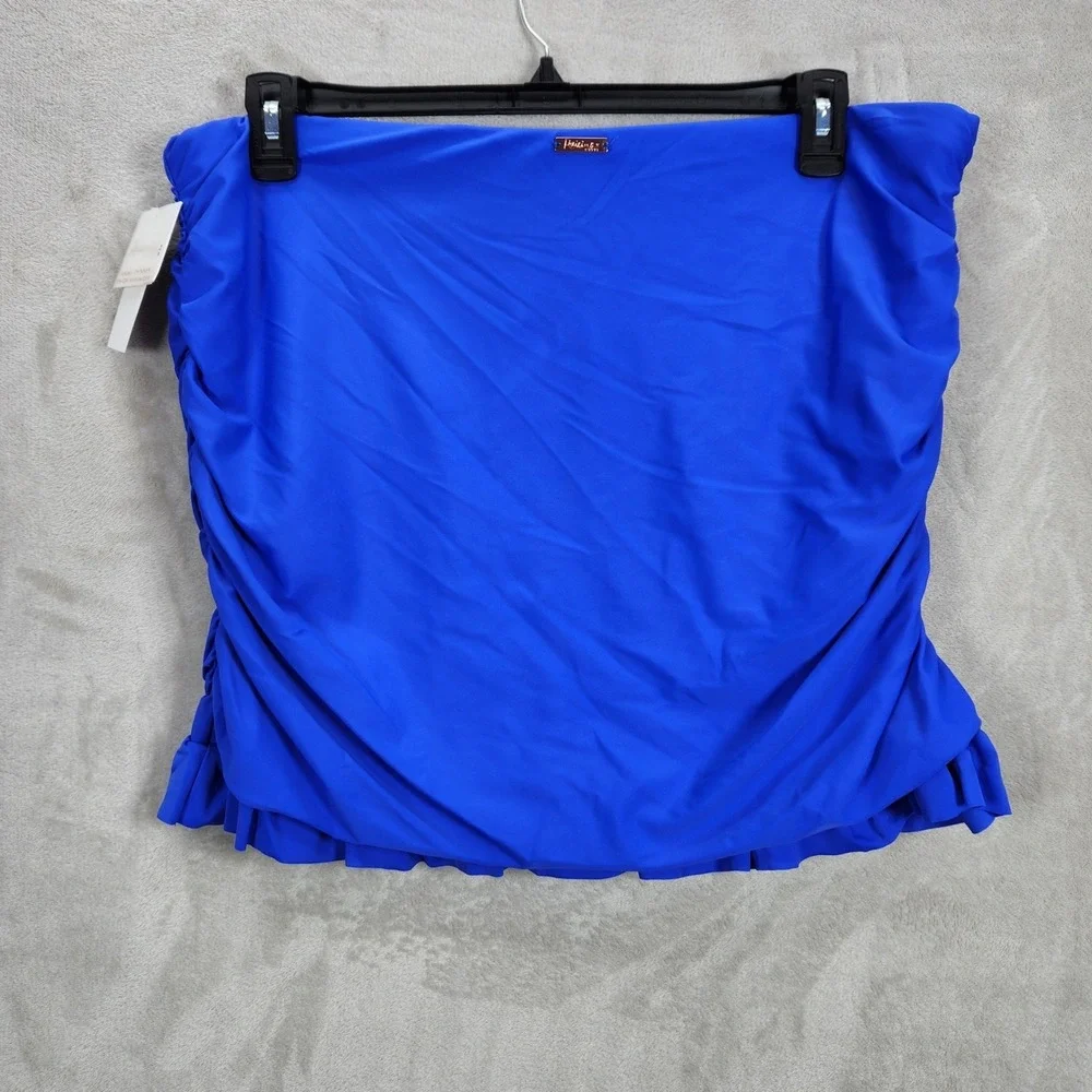 Raisins Curve Echo Skirt Swim Bottom Blue Ruched Ruffle Plus‎ Size 18W M840068